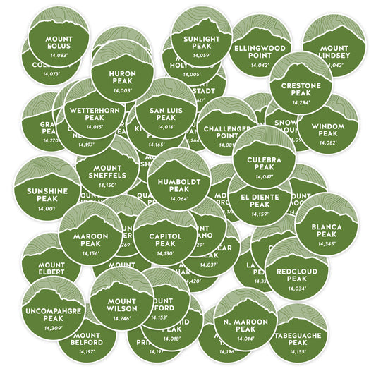 Colorado 14er Peak Stickers